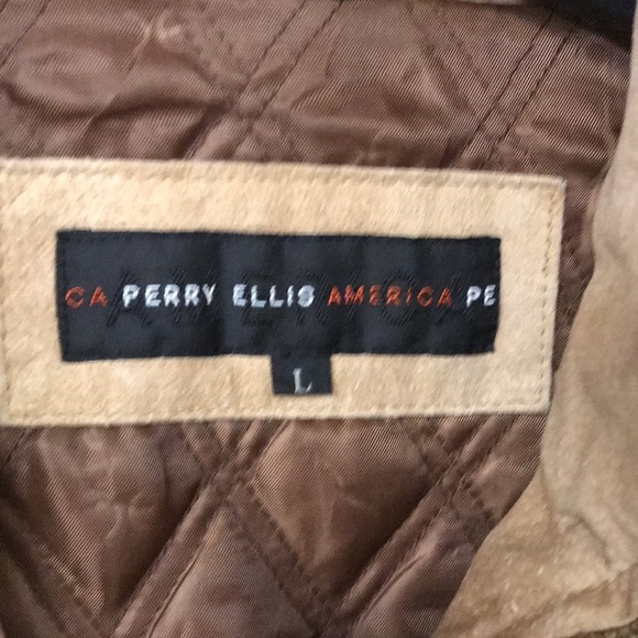 Perry Ellis America Tan Suede/Leather Jacket - Picture 8 of 16